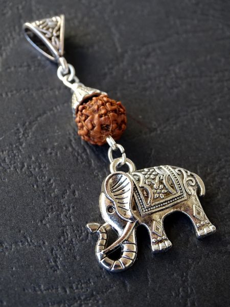 Elephant and Rudraksha, Pendant